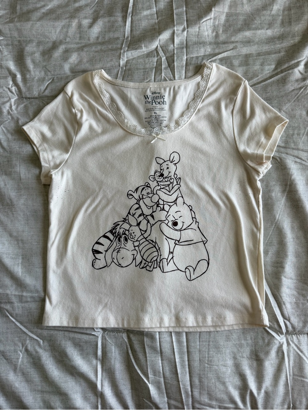 Disney Winnie the Pooh Cream Lace Baby Tee (XL)